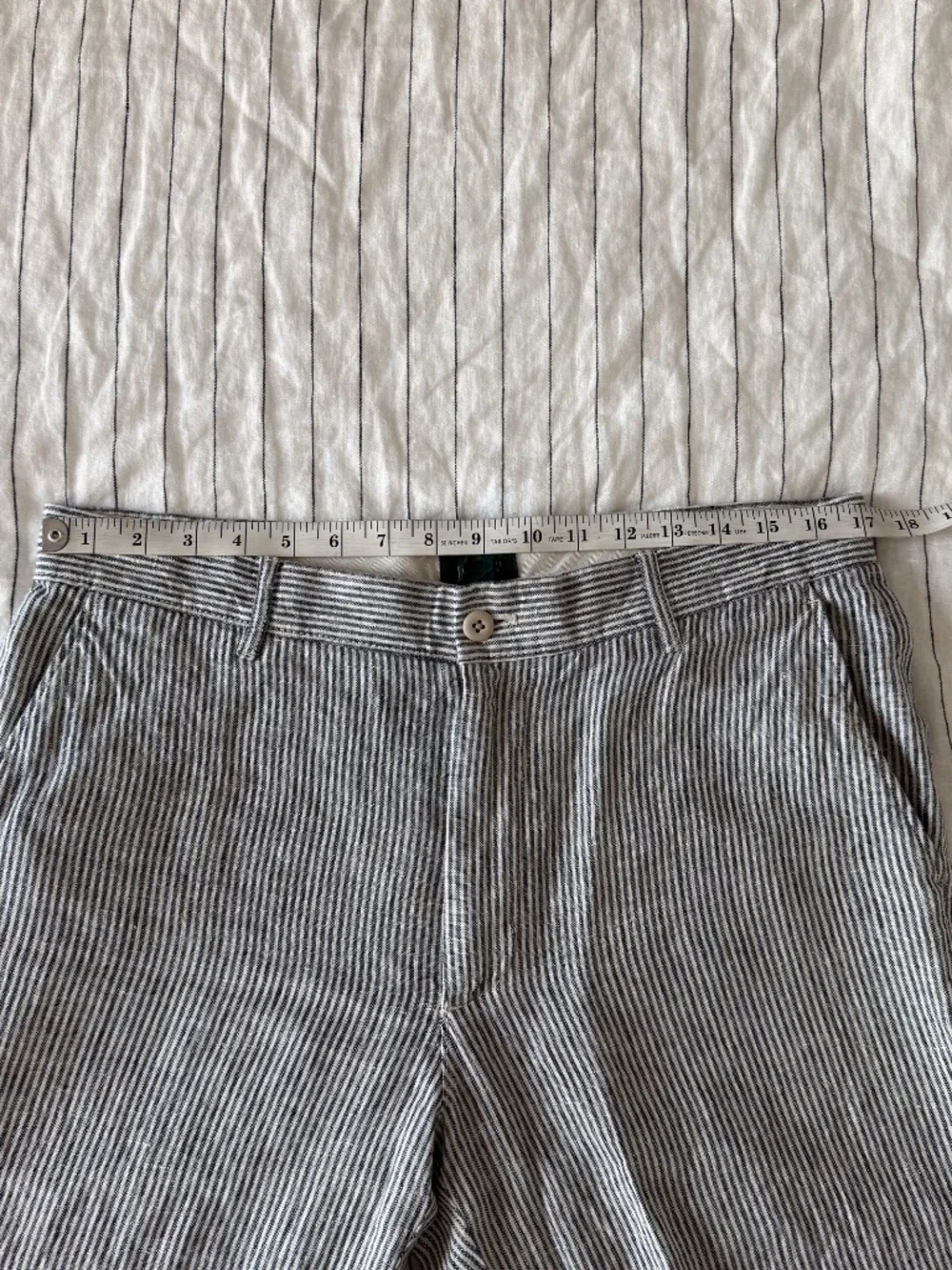 Men’s Blue/White Striped Classic Fit J Crew 100% Linen Pants 33x30